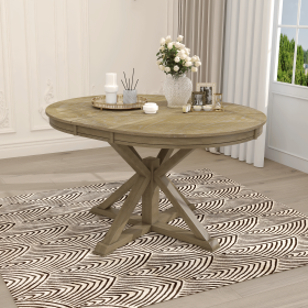 TREXM Retro Extendable Dining Table with a 12" Leaf (Natural Wood Wash)
