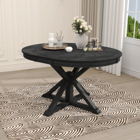 TREXM Retro Espresso Extendable Dining Table with 12" Leaf