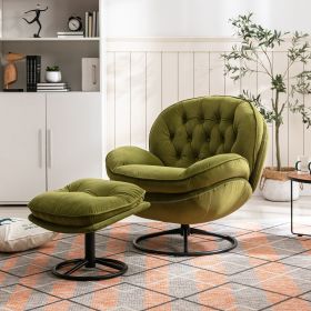 Velvet Accent Chair with Matching Ottoman