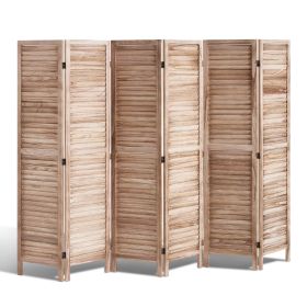 66.9"  6-Panel Wood Folding Privacy Screen
