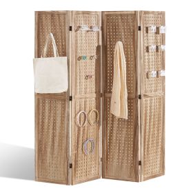 66.9" 4-Panel Wood Room Divider, Folding Privacy Screen