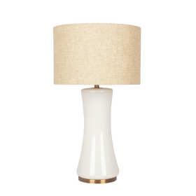 Cascade Off-White Glass Table Lamp with Golden Base