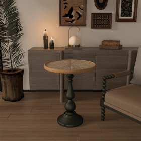 Wooden End Tables Retro Side Table French Country Accent Coffee Side Table Modern Small Round Tea Table Pedestal Side End Table for Living Room H