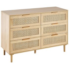 VEVOR 7 Drawer Natural Rattan Dresser