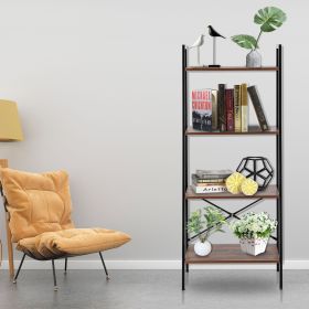Four Shelf Steel/Wood Bookshelf