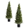 Artificial Topiary Cedar Trees, 48 inch 2 Set Faux Pine Shrubs Plants, Fake Silk Tree Look Real