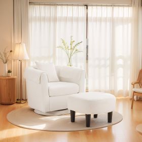 Chenille Swivel Accent Chair with Ottoman Set