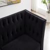 LTL, Black, Velvet, Two-Seater Sofa, Acrylic Feet, Cushion Combination Lounge Sofa, Deep Tufted Button Luxury Sofa for Living Room
