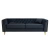 87.01"W Modern Tufted Velvet Sofa ,Stylish and Comfortable for Living Room Sofa, Hotel Apartment,Black
