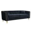 87.01"W Modern Tufted Velvet Sofa ,Stylish and Comfortable for Living Room Sofa, Hotel Apartment,Black