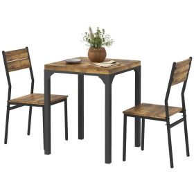 3 Piece Dining Room Set for 2, Rustic Brown