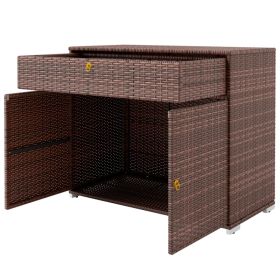 Outdoor Storage Cabinet, Waterproof PE Rattan Cabinet With Drawer For Indoor, Outdoor Swimming Pool, Mixed Brown (Option: Mixed Brown)
