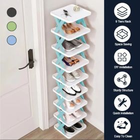 Entrance High And Narrow Shoe Rack, 9-layer Shoe Rack Can Put 9 Pairs Of Shoes, Space-saving Vertical Shoe Rack, Plastic Stackable Shoe Rack, Sui (Option: Bluenine)
