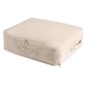 Large Foldable Storage Bag For Comforter Quilt Blanket Clothes Pillows Beddings Self Compression Organizer For Duvet Closet Storage Containers Wi (Option: Apricot-L)