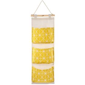 Wall Mounted Storage Bag Door Closet Hanging Storage Bag Organizer Waterproof 3 Pockets Pouch (Option: Yellow)