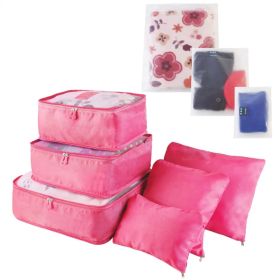 9Pcs Clothes Storage Bags Water-Resistant Travel Luggage Organizer Clothing Packing Cubes (Option: Hotpink)