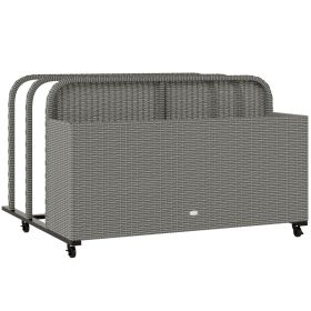 Rattan Pool Float Storage Organizer With Wheels, Mixed Gray (Option: Mixed Gray)