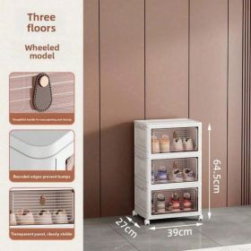 Stackable Shoe Storage Rack, Plastic Cabinet With Clear Doors For Home Use (Option: 3 Tiers)