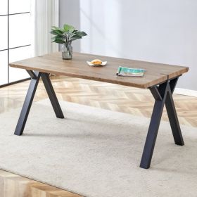 Wood-Textured 63"x35.4" Dining Table With Black A-Frame Legs (Option: BlackWood)