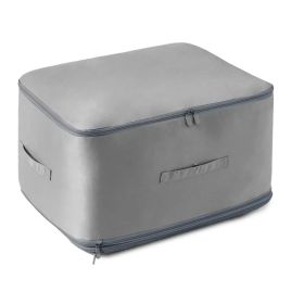 Large Foldable Storage Bag For Comforter Quilt Blanket Clothes Pillows Beddings Self Compression Organizer For Duvet Closet Storage Containers Wi (Option: Grey-L)
