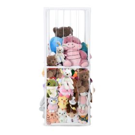 1Pc Stuffed Animal Storage PVC Plush Organizer Shelf Plush Stuffed Animal Holder Standing Kids Toy Storage Cage With Elastic Band For Nursery Pla (Option: White-1Pc)
