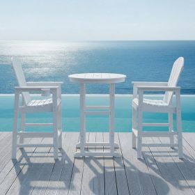 3-Piece White HDPE Indoor Outdoor Bar Set, 42.1  Round Bar Table With 2 Bar Stools, All-Weather Patio Bistro Set For Deck, Balcony, Poolside & Co (Option: Cottage White)