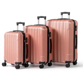 Three-in-one Textured Matte Finish, Non-TSA Lock, 28-inch Detachable Wheels, ABS Trolley Case, 20in, 24in, 28in ABS, All Available In Rose Gold (Option: defaulttitle)