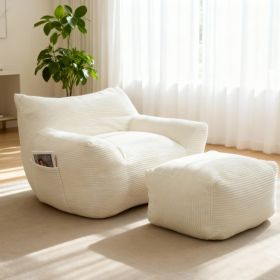 Bean Bag Chair For Adults, Oversized Comfy Beanbag Living Room Lazy Sofa For Bedroom & Dorm (Option: White)