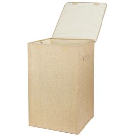 Foldable Laundry Hampers Washing Clothes Laundry Basket With Lid Handles Storage Organizer (Option: Brown)