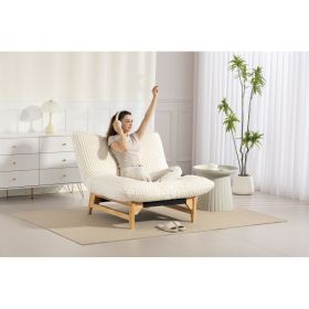 Bean Bag Chair For Adults ,Accent Armless Lazy Sofa, Casual Single Sofa, Corduroy Fabric, For Living Room And Bedroom , With Backrest, Single Sea (Option: Off White)
