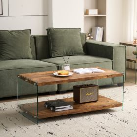 MDF CoffeeTable, Small Tea Table, Walnut Tempered Glass Sofa Table (Option: Walnut)
