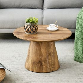 Natural Wood Grain MDF Round Coffee Table - 23.6in Diameter, 13.8in Height.Natural Wood Grain Texture Sticker,Exquisite Wood Grain Surface,Flexib (Option: Wood)