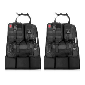 2 Set-Storage Bag, Back Seat Organizer With 3 Detachable Pouches, Tool Room, Warehouse, Outdoor Activity Use (Option: Black)