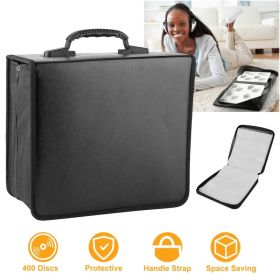400 Discs CD Case CD DVD Storage Binder Sleeves Bag Portable Media Disk Wallet (Option: Black)