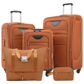Softside Luggage Expandable 3 Piece Set Suitcase With Duffel Bag Upright Spinner Softshell Lightweight Luggage Travel Set 22 26 30 IN (Option: Orange)