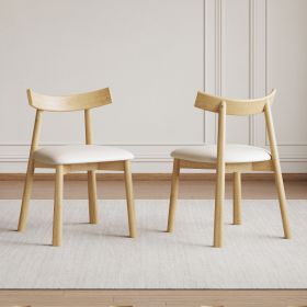 Set Of 2 Modern Dining Chairs In Natural Wood  Ergonomic Armless Kitchen Chairs With Thick Leather Cushions & Curved Backrest  Sturdy Wooden Leg (Option: Natural)