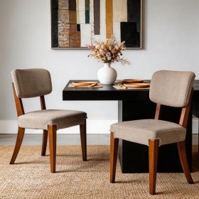 Modern Armless Dining Chairs Set Of 2, Brown, Contemporary Side Chairs With Wood Legs   Versatile Accent Chairs For Dining Room, Kitchen, Or Livi (Option: Brown)