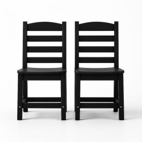 Black Color Armless Outdoor Chairs - HDPE Material   Set Of 2 (Option: Black)