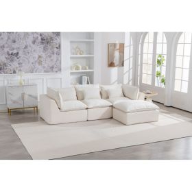 102.3  Width Cloud Couch Oversized Modular Sectional Sofa True Relax Comfy Couches Wide&Deep Seat Sofas For Living Room Furniture Sets, 3Seat Wit (Option: Antique White)