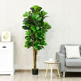 6-Feet Artificial Fig Tree Indoor-Outdoor Home Decorative Plant (Color: Green)