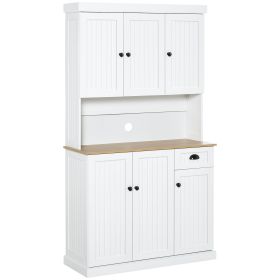 71" Buffet with Hutch, Modern Farmhouse Kitchen Pantry Storage Cabinet with Microwave Oven Countertop, Drawer, and Cupboard, White (Option: White-1145x470x165 mm)