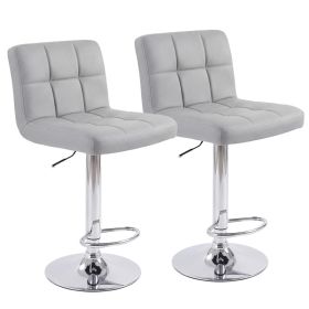 Bar Stools Set Of 2, Counter Height Barstools,Square Seat Cushion Barstool With Back, Height Adjustable PU Leather Swivel Barstool (Option: Grey)