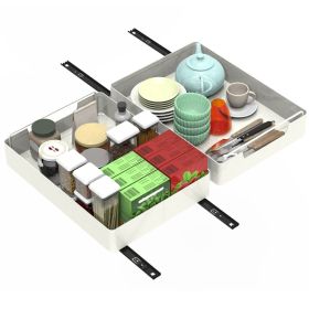 2Pcs Pull Out Cabinet Organizers Sliding Shelf Spice Rack Carbon Steel Roll Out Drawers Fixed With Adhesive Nano Film With Handle 55LBS Max Load (Option: 2Pcs-M)