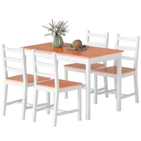 Dining Table Set for 4, 5 Piece Modern Kitchen Table and Chairs, Solid Wood Dining Room Set for Small Spaces, Breakfast Nook, White (Option: White-1180x770x225 mm)