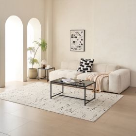 Black Glass CoffeeTable, Small Tea Table, Glass With Metal Legs Sofa Table (Option: Black)