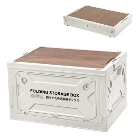 1Pc Folding Storage Bin Camping Collapsible Organizer Box Stackable Grocery Container Shelf Baskets With Cutting Board Top Lid 4 Side Lockable Do (Option: White)