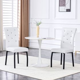 A Set Of 2 White And Black Vintage Crocodile Leather Cushioned Dining Chairs, Featuring Crystal Clasp Design And Artificial Leather Design, Addin (Option: White Black)