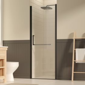 27-28 W  72 H Frameless Pivot Shower Door, Pivot Swing Shower Glass Doors With 0.25 6mm  SGCC Clear Tempered Glass,Explosion-Proof Film, Reversib (Option: Matte Black)