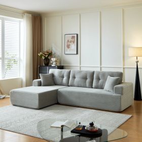 Right-Facing Chaise,L Shape Modular Sectional Sofa,Enjoy Improved Lumbar Support,Compressed Sectional Sofa Modern Minimalist Style Corduroy Couch (Option: Light Gray)