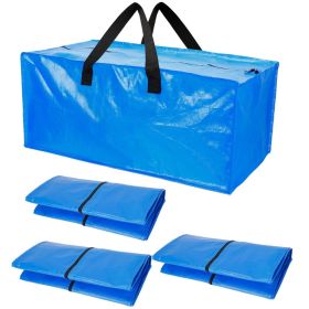 4Pcs Moving Bags Heavy Duty Container Reusable Plastic Totes Blue Moving Bin Zippered Storage Bag (Option: 4pcs)